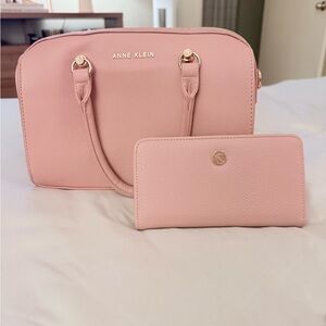 Anne Klein Blush Pink Satchel and Wallet Set